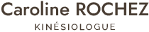 Logo de Caroline Rochez, kinésiologue à Uccle. Le nom est écrit en lettres capitales taupes sur un fond transparent, avec le titre 'KINÉSIOLOGUE' en dessous.